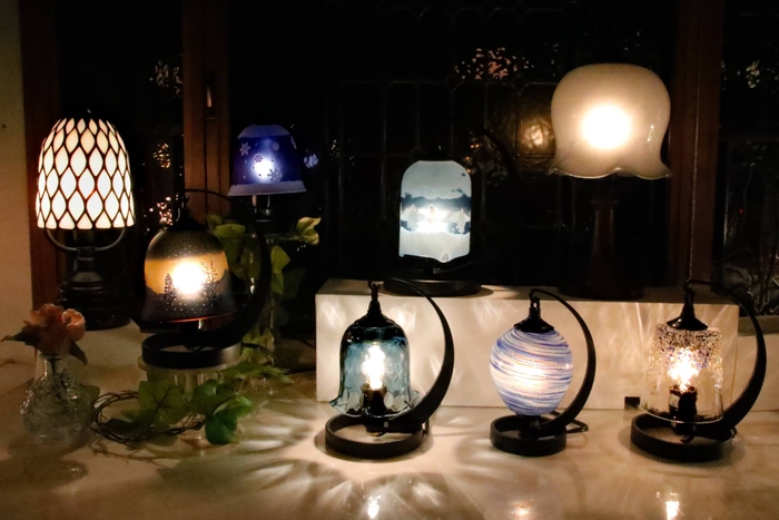 小樽 北一硝子 吹きガラス ランプ 電球タイプ - ライト/照明